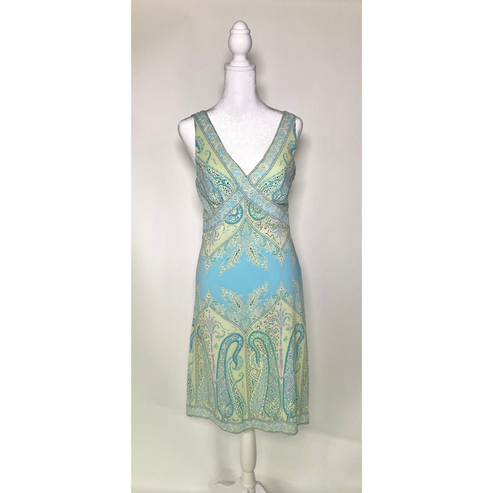 Elie Tahari Silk Blue Paisley Print Dress Women’s Size 2